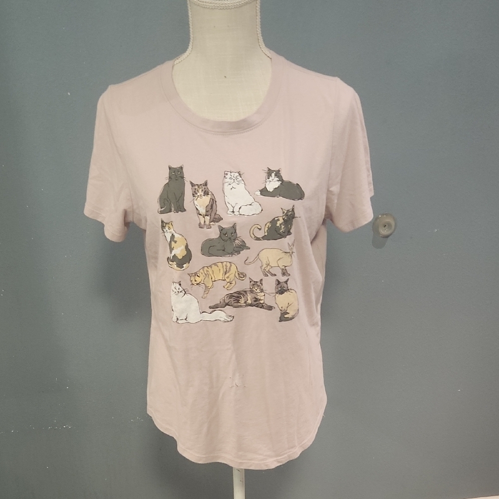 Mighty Fine Cat Feline Kitty Cropped Fitted Short Sleeve Top Cottonblend Grunge
